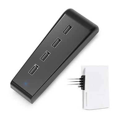 Imagem de NexiGo Hub USB PS5 com 4 portas, design minimalista, transferência de dados de alta velocidade, portas de carregamento rápido para controlador DualSense, expansor divisor para Playstation 5 Disc e