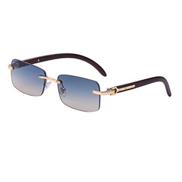 Imagem de Óculos de sol retrô de armação pequena sem aro, design de luxo feminino, moda feminina, 7, tamanho único