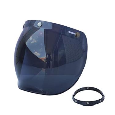 Imagem de ZEYUAN Capacetes anti-UV anti-arranhões para motocicleta Lente de proteção contra vento com viseira de bolha retrô universal para capacetes de rosto aberto de 3 pressão