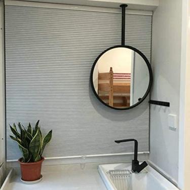 Imagem de Espelho Suspenso De Teto, Espelho De Luz Led Para Banheiro/sala De Estar, Espelho Emissor De Luz De Lado Único De Lança Redonda,60x60cm