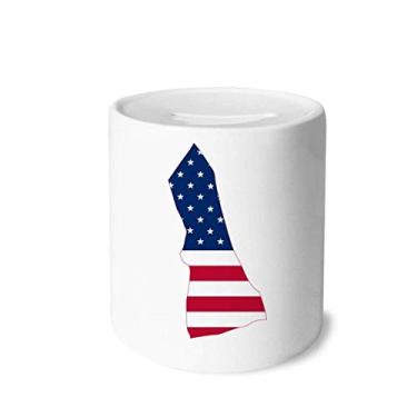 Imagem de DIYthinker New Hampshire USA Map Stars Stripes Flag Shape Money Box Saving Banks Ceramic Coin Case Kids Adults