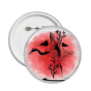 Imagem de Broche de guindaste vermelho estilo japonês japonês, emblema, botão, decoração, 5 peças