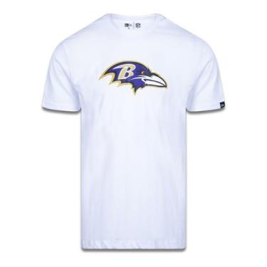 Imagem de Camiseta Plus Size Regular Manga Curta Baltimore Ravens Branco Preto N