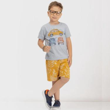 Imagem de Camiseta Infantil Menino Mangas Curtas Carro Com Quebra Cabeça Tam 4 a 10 - Biogás