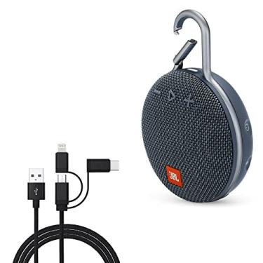 Imagem de Cabo BoxWave compatível com JBL Clip 3 (cabo da BoxWave) – AllCharge 3 em 1 para JBL Clip 3 – Preto Jet