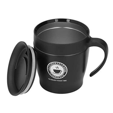 Imagem de Xícara de café, xícara de café com alça de oxidação e ferrugem para atividades ao ar livre para acampamento de escritório (preto)