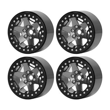 Imagem de Rodas RC Beadlock, 4 PCS 2.2in Liga de Alumínio RC Cubo de Roda Universal Hub de Substituição para 1/10 RC Simulation Crawler (Cor de titânio)