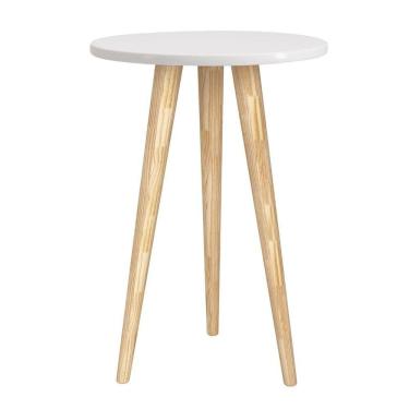 Imagem de Mesa de apoio retrô - branco fosco com pé retrô madeira natural - Reller