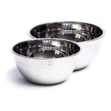 Imagem de Kit 2 Tigela Bowl Inox Multiuso Pratica E Durável 24cm 28cm - D' Prese