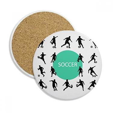 Imagem de Bola de futebol com contornos de esportes de futebol Caneca de porta-copos Pedra absorvente de proteção de mesa