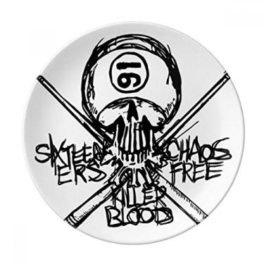 Imagem de Placa de espada de esqueleto preto Ninja Número 16 Prato decorativo de porcelana Salver louças de jantar