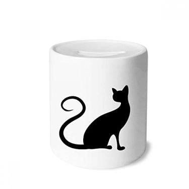 Imagem de DIYthinker Elegante caixa de dinheiro preta com desenho de animal de gato caixa de cerâmica porta-moedas presente de cofrinho