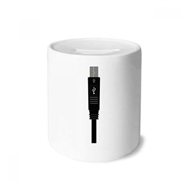Imagem de DIYthinker Cabo de carregamento preto padrão USB caixa de dinheiro caixa de cerâmica porta-moedas presente de cofrinho