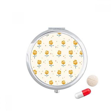 Imagem de Caixa de comprimidos de flor amarela com padrão de rosas para remédios