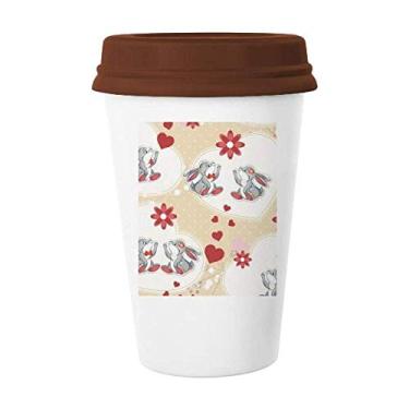 Imagem de Linda caneca de cerâmica de coelhos cinza para o dia dos namorados, copo de café