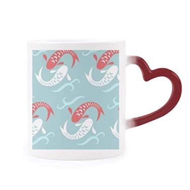 Imagem de Caneca Carp Waves Japan Totem sensível ao calor Caneca vermelha que muda de cor