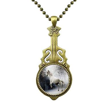Imagem de DIYthinker Colar White Horse Science Nature Scenery Jewelry Antique Guitar Jewelry Music Pendant