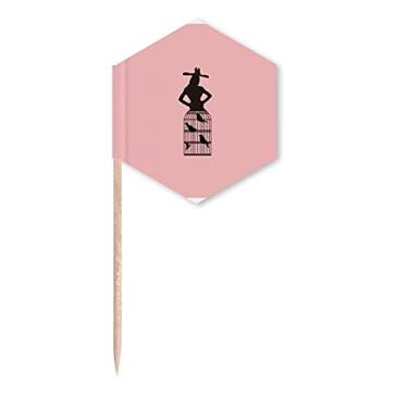 Imagem de Vestido feminino com pose de chapéu Art Deco, bandeiras de palito, palitos de cupcake, festa celebração