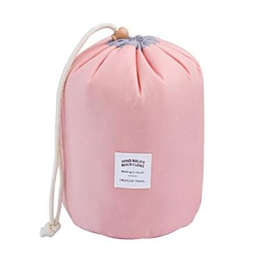 Imagem de Grey990 Bolsa de armazenamento, bolsa de armazenamento portátil para lavagem com cordão, bolsa organizadora de cosméticos, rosa,