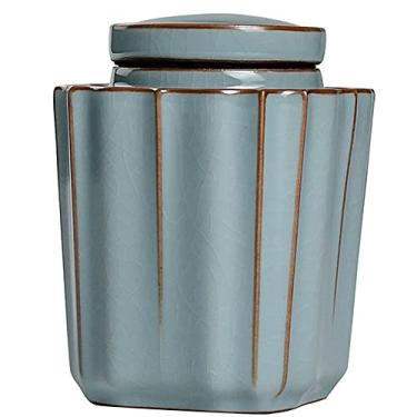 Imagem de 11,6 cm Chinese Ru Kiln Tea Caddy Ceramic Storage Tank Tea Jar Decoração de casa Ornamentos