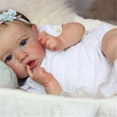 Imagem de SHENGX Bebe Reborn Realista Recem Nascido,Bebe Reborn Realista - 55cm 22 Polegadas Material De Silicone Sólido De Vinil Corpo Inteiro Lavável Ela É Bem Parecida Com Um Bebê Bebê Reborn Menina,A,Meninos