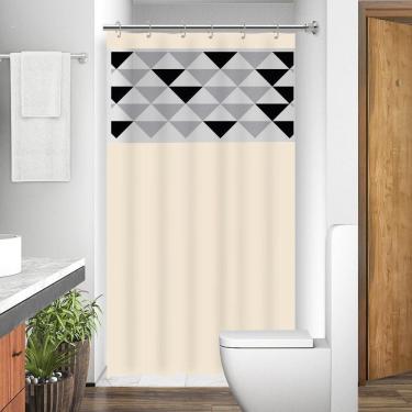 Imagem de Cortina Para Box Banheiro Com Visor Geométrico Com Gancho Anti Mofo Resistente Alta Qualidade Pvc Diversascores