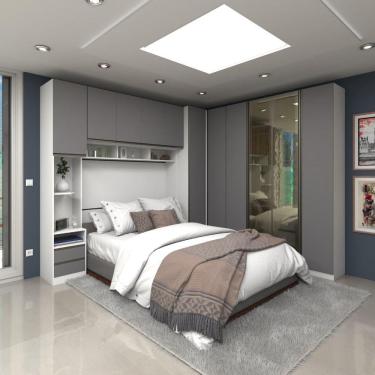 Imagem de Quarto Completo de Canto Casal com 6 Módulos e Vidro Reflecta Prime Plus Luciane Móveis