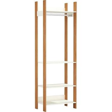 Imagem de Closet 1 Torre Olimpo 74 cm (larg) Off White Brilho com Freijo Fosco - 52860