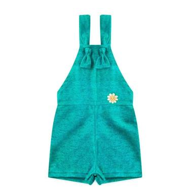 Imagem de Jardineira de Bebe e Infantil Feminina Moletom ecologico Jeans