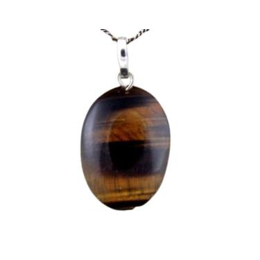 Imagem de Colar Olho de Tigre Cabochão Montagem Prata 950