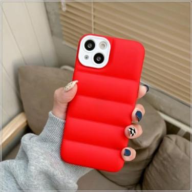 Imagem de Luxo macio para baixo jaqueta caso de telefone para iphone 11 12 13 14 15 pro max xs x xr 7 8 14 15 plus silicone pára-choques caso, vermelho, para iphone 7plus