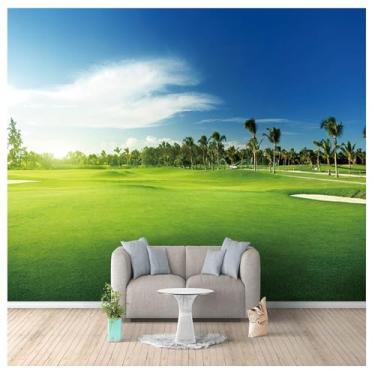 Imagem de TUYIFA Papel de parede 3d céu azul grama papel de parede sala de estar quarto TV sofá pintura decorativa fundo mural de parede (138''x100''(350x256 cm), pano de seda)