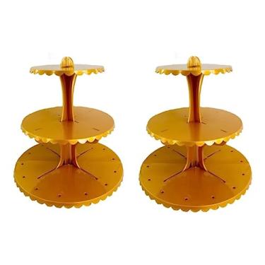 Imagem de 2 Suportes para Doces, Cup Cakes e Pirulitos Lembrancinhas Piruliteira Porta Balas Centro de Mesa Decora Festas (Ouro Perolado)