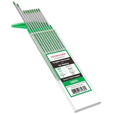 Imagem de Eletrodo de tungstênio de soldagem TIG tungstênio puro 0,35 cm x 17,78 cm (verde, EWP) pacote com 10 YESWELDER