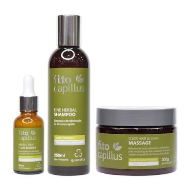 Imagem de Kit Grandha Fito Capillus Herbal Fitoterápico Ideal para o Tratamento que Combate Microinflamações (Herbal Shampoo 250ml + Elixir Hair + Milk Fluid)