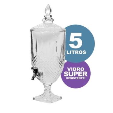 Imagem de Suqueira Vidro Luxo 5L Suco Água Drink Diamante C/ Torneira - Casamiga