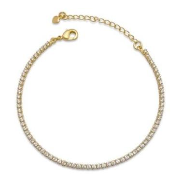 Imagem de Pulseira Riviera Zircônia Cristal Banhada Ouro 18K Semijoia-Unissex