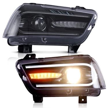 Imagem de Conjunto de farol VLAND adequado para Dodge Charger 2011 2012 2013 2014, conjunto de farol de LED com seta sequencial DRL, Plug and Play