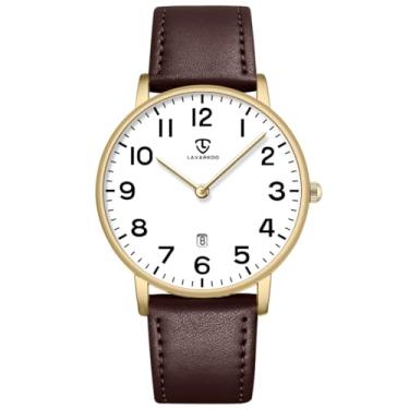 Imagem de BEN NEVIS Relógio masculino, relógio de pulso minimalista, moderno, simples, analógico, data, com pulseira de couro, 34-Y8GCoffeeWhite-P, Minimalista