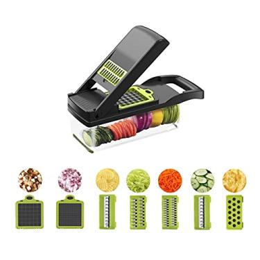 Imagem de Cortador de alimento cortador cebola slicer dger Cortadores e Cubos de Legumes, Cortador Manual Bandolim Com 7 Lâminas Aço Inoxidável Substituíveis, Cortador Alimentos Cozinha para Cebola,Alho, Repolh