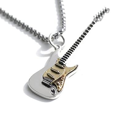Imagem de Colar de guitarra rock para homens e mulheres punk gótico, pingentes, gargantilhas, colares modernos personalizados, joias hip hop, motociclistas, joias para amigos, pais, melhores amigas, corrente de