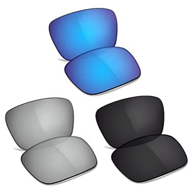 Imagem de TRUSHELL Lentes de reposição polarizadas para óculos de sol Oakley TwoFace OO9189 - azul oceano + preto + prata