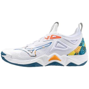 Imagem de Mizuno Tênis adulto Momentum 3 unissex, Branco-azul marroquino, 13 Wide Women/11.5 Men