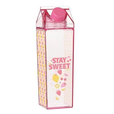 Imagem de Garrafa de água acrílica da Heartfelt - Garrafas quadradas - Garrafa de água transparente para suco ou caixa de leite, 500 ml, doce