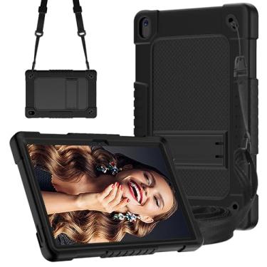 Imagem de Kebiory Capa para tablet Walmart Onn 10.1 2024 para Onn 10.1 Gen 4 Capa híbrida à prova de choque para crianças, capa com alça de ombro embutida para Walmart Onn 10.1 2024 100135925 (preto)