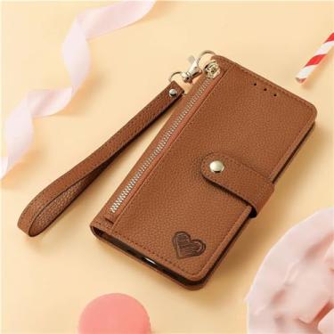 Imagem de Capa de telefone tipo carteira com zíper crossbody para XiaoMi Note 13 12 Pro Plus 12S 11 11T 11S 10 10T 10S 9 Capa flip de couro com cordão, marrom escuro, para RedMi Note13 ProPlus