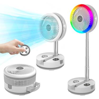 Imagem de neofeel Ventilador de pedestal portátil de 10,43 polegadas, ventilador oscilante recarregável de 40000mAh 106 horas com controle remoto/temporizador de 1-8H, iluminação RGB, ventilador de chão para