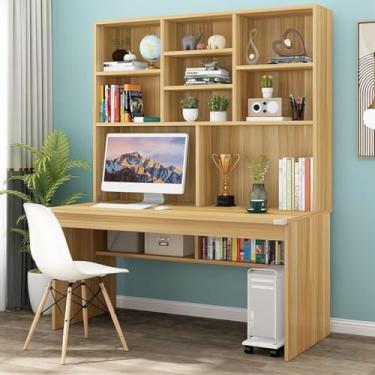 Imagem de Mesa de computador com Hutch &, Escrivaninha de estudo Escrivaninha Moderna e compacta Mesas de escritório e estações de trabalho para casa e escritório, marrom, 100cm