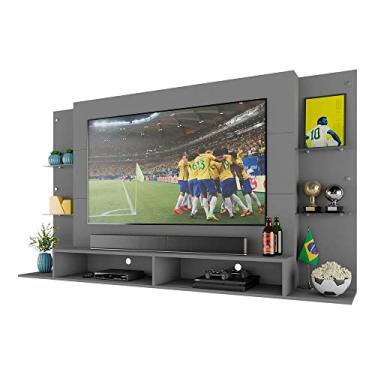 Imagem de Painel Tv 60" com Prateleiras de Vidro Brasil Multimóveis Br2739 Grafite