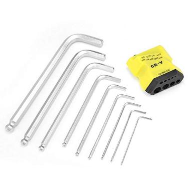 Imagem de FTVOGUE – Conjunto de chave hexagonal de aço inoxidável com ponta métrica e chave em L (9 peças)